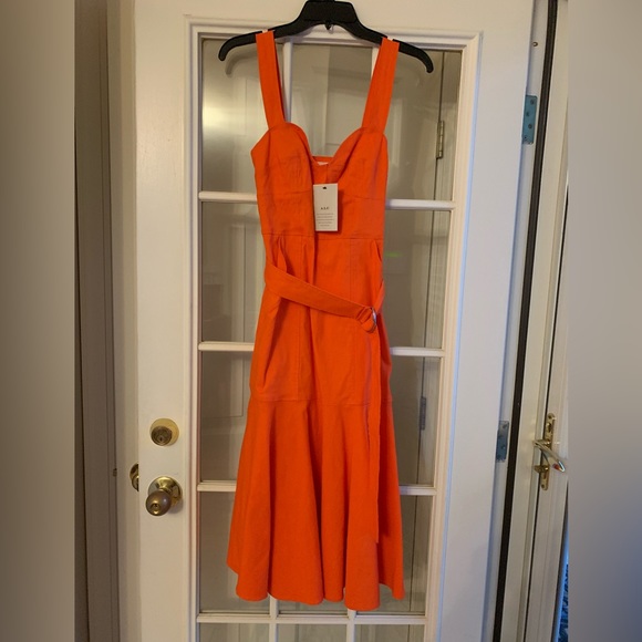 Orange A.L.C. Sabrina Linen Blend Bustier Midi Dress🧡 - Picture 6 of 13